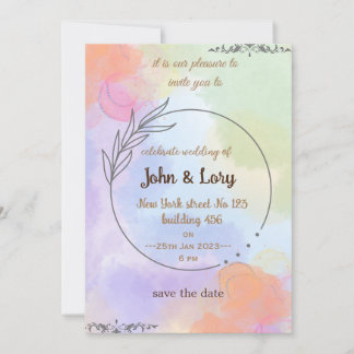 Élégante invitation de mariage à l'aquarelle