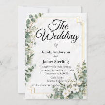Élégante invitation de mariage à l'aquarelle eucal