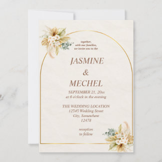 Élégante invitation de mariage à l'arche dorée en