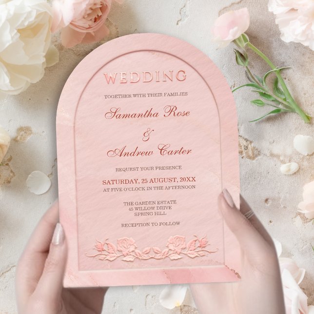 Élégante invitation de mariage à l'arche en rose g (Créateur téléchargé)