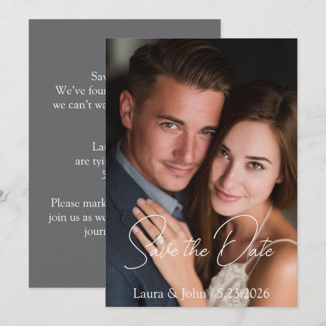 Élégante invitation de mariage à plat pour Sauvega (Devant / Derrière)