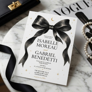 Élégante invitation de mariage au nœud noir luxueu