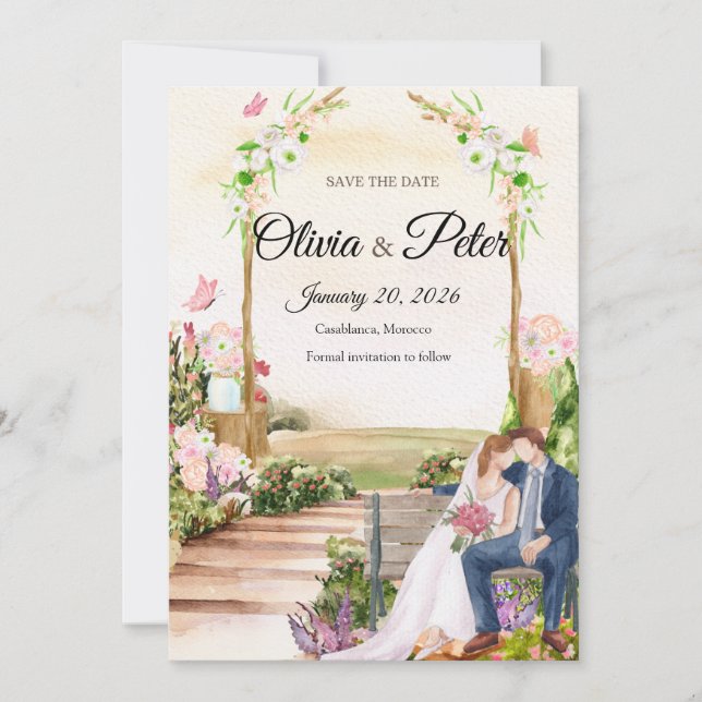Élégante invitation de mariage au tableau noir ave (Devant)