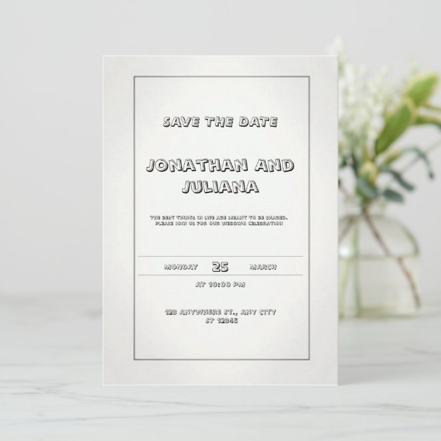 Elégante invitation de mariage avec blanc (Debout devant)
