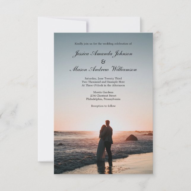 Elégante invitation de mariage avec photo (Devant)