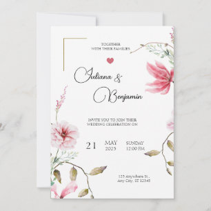 Elégante invitation de mariage avec Romantic Flora