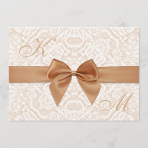 Elégante invitation de mariage avec ruban et dente