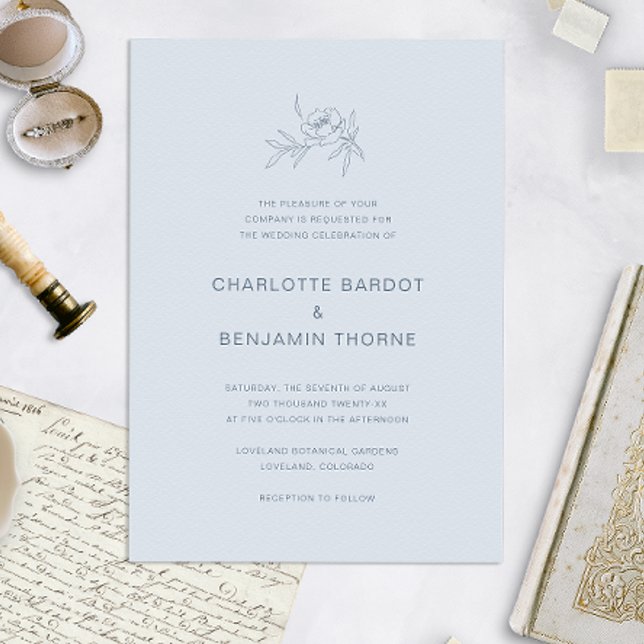 Élégante invitation de mariage bleu poussiéreux (Créateur téléchargé)