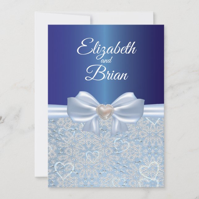 Élégante invitation de mariage bleu royal (Devant)