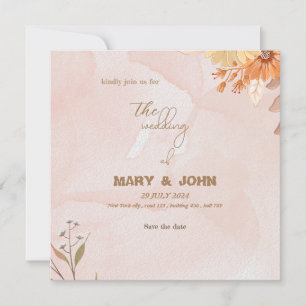 Élégante invitation de mariage bohème chic florale