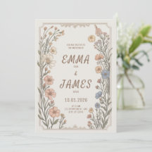 Élégante invitation de mariage bohème florale