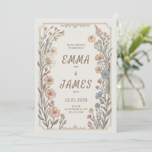 Élégante invitation de mariage bohème florale