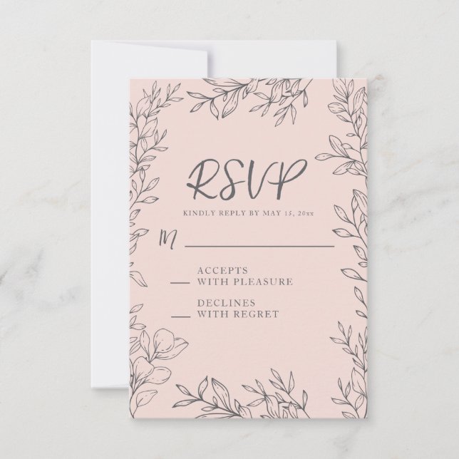 Élégante invitation de mariage botanique rose vint (Devant)
