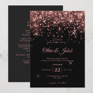Élégante invitation de mariage calligraphiée rose