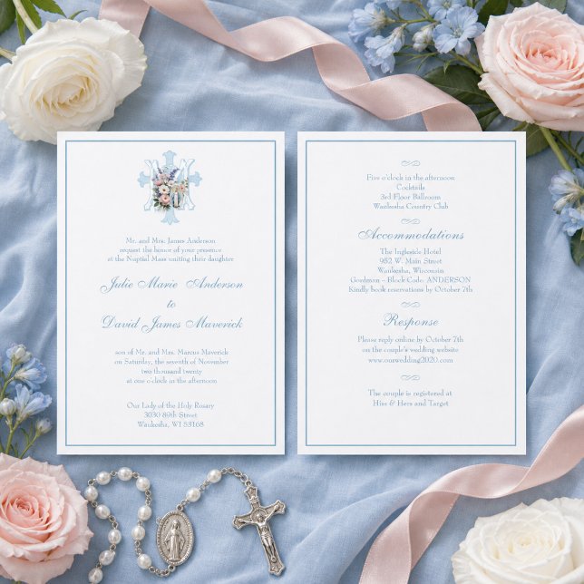 Élégante invitation de mariage catholique marian b (Créateur téléchargé)