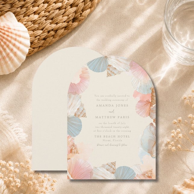 Élégante invitation de mariage coquillage côtier (Créateur téléchargé)
