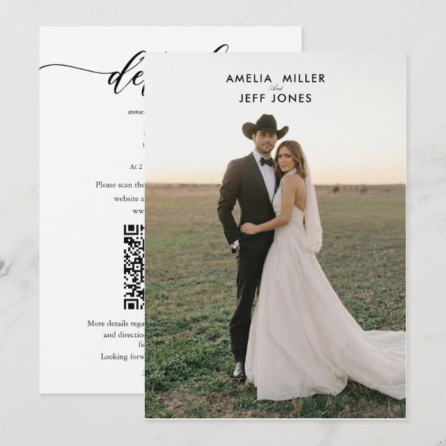 élégante invitation de mariage cow-boy rustique si (Devant / Derrière)