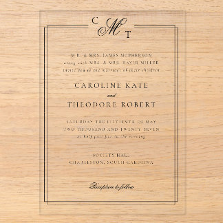 Élégante invitation de mariage en acrylique avec m