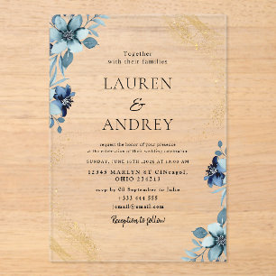 Élégante invitation de mariage en acrylique avec m
