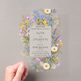 Élégante invitation de mariage en acrylique clair