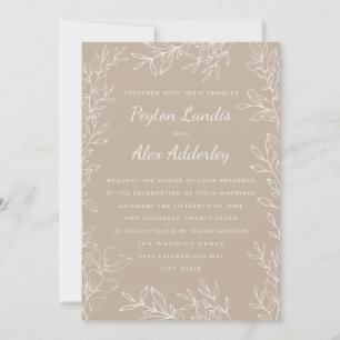 Élégante invitation de mariage en crème taupe avec