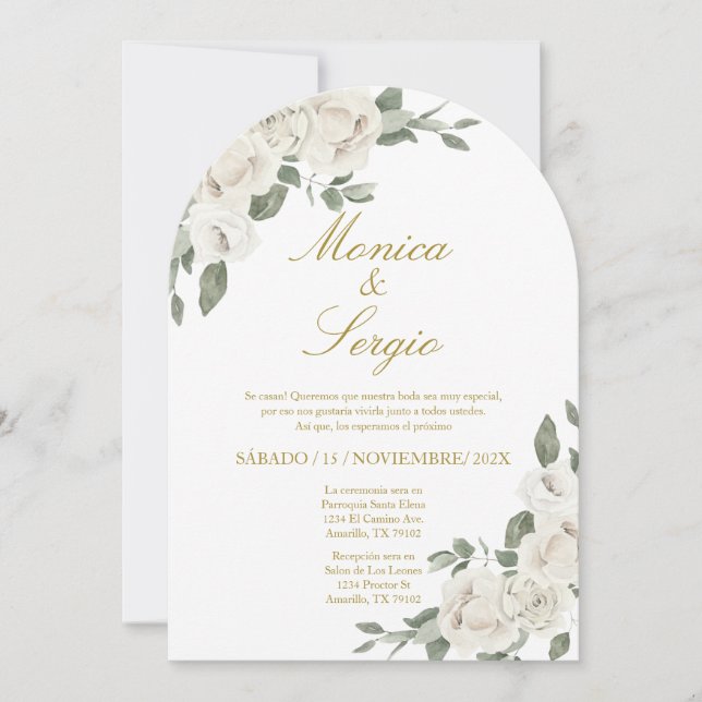 Elégante invitation de mariage en espagnol (Devant)