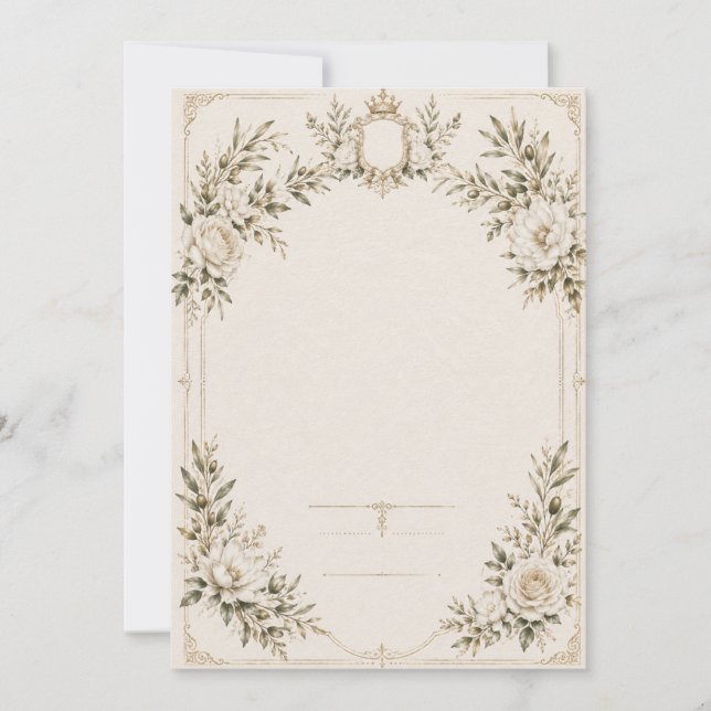 Élégante invitation de mariage en ivoire avec cham (Devant)
