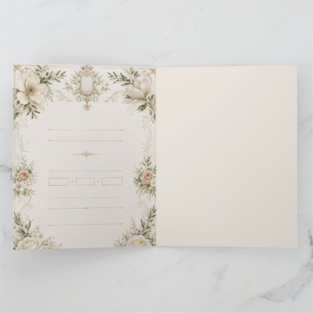 Élégante invitation de mariage en ivoire avec cham (Intérieur)