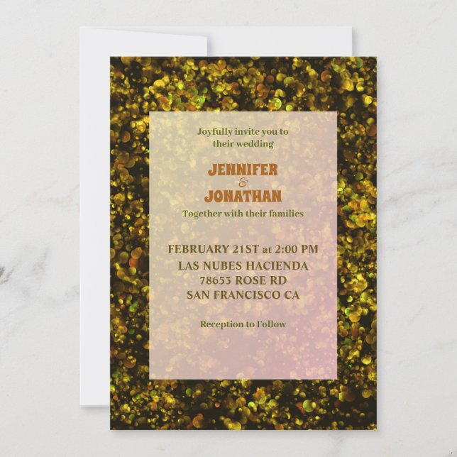 Elégante invitation de mariage en or noir (Devant)