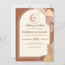 Élégante invitation de mariage en terre cuite avec