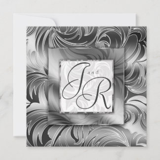Élégante invitation de mariage Feuille d'argent fl