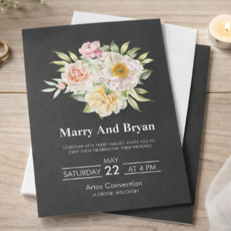 Élégante invitation de mariage florale à l'aquarel