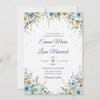 Élégante invitation de mariage florale à l'aquarel