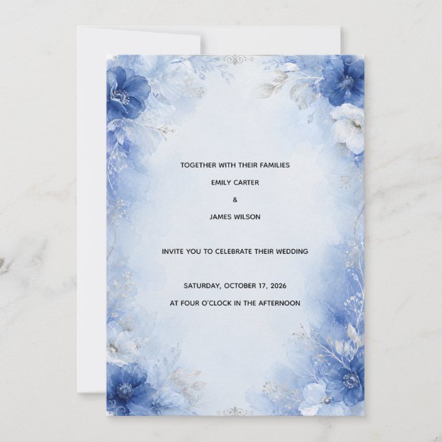 Élégante invitation de mariage florale aquarelle b (Devant)
