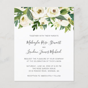 Élégante invitation de mariage florale blanche à p