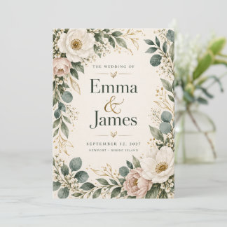 Élégante invitation de mariage florale botanique |