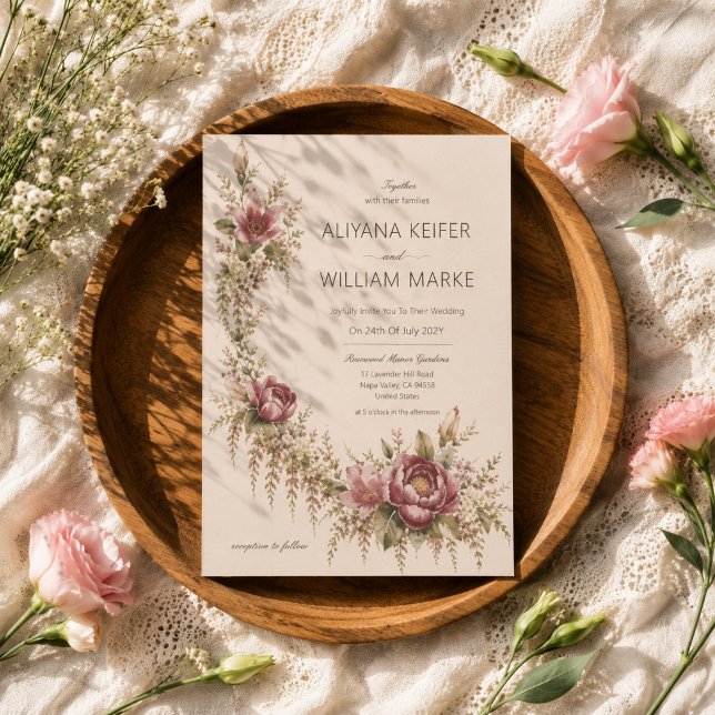 Élégante invitation de mariage florale botanique r (Créateur téléchargé)