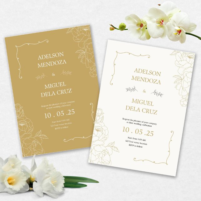 Élégante invitation de mariage florale et minimali (Créateur téléchargé)