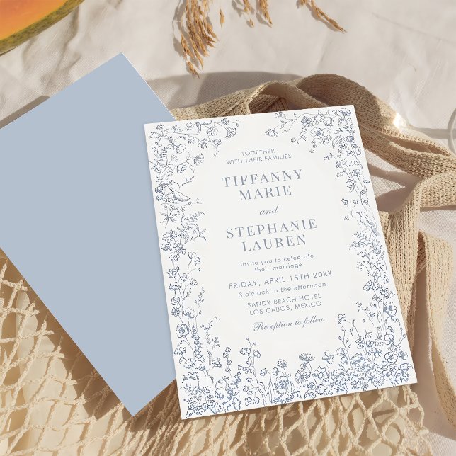Élégante invitation de mariage florale française (Créateur téléchargé)