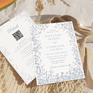Élégante invitation de mariage florale française b