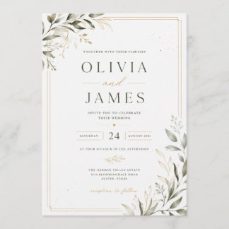 Élégante invitation de mariage florale minimaliste