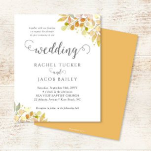 Élégante invitation de mariage Florale Orange Or A