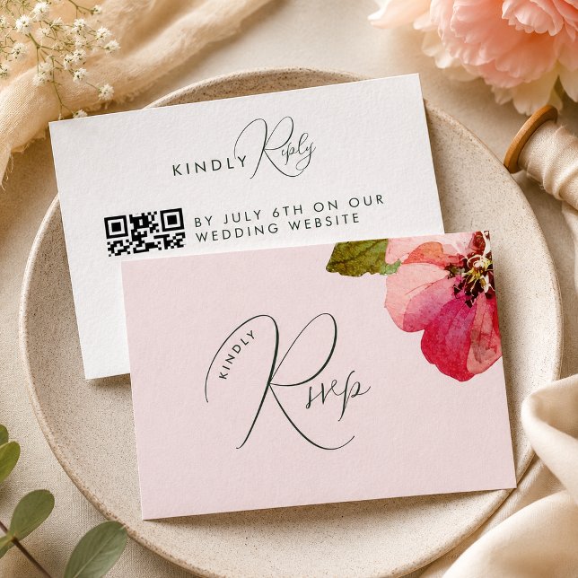 Élégante invitation de mariage florale rose corail (Créateur téléchargé)