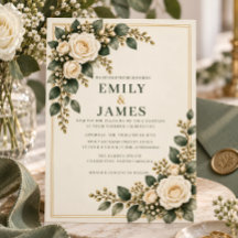Élégante invitation de mariage florale vert sauge