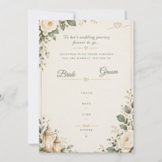 Élégante invitation de mariage florale vert sauge