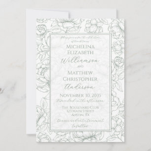 Élégante invitation de mariage florale verte dessi