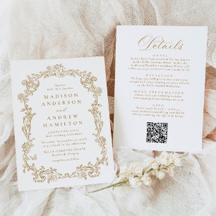 Élégante invitation de mariage florale victorienne