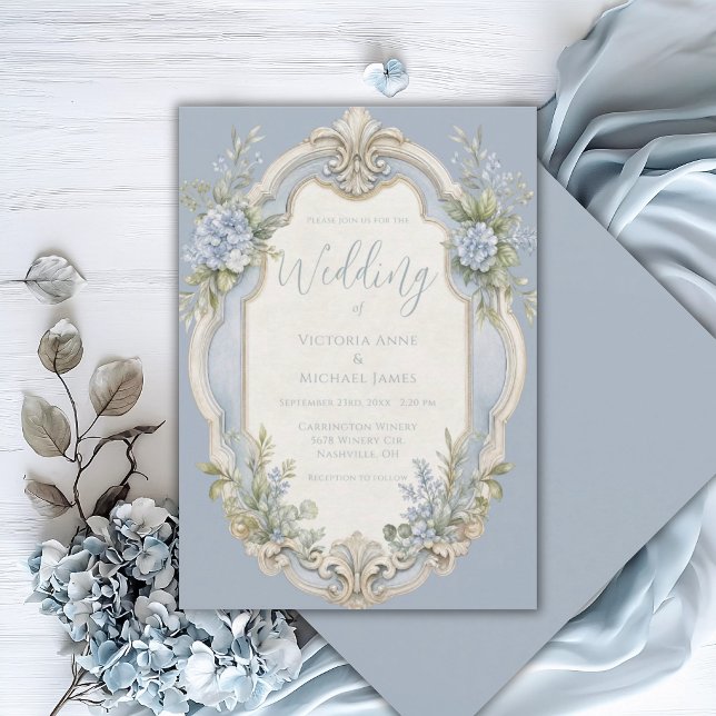 Élégante invitation de mariage florale vintage rom (Créateur téléchargé)