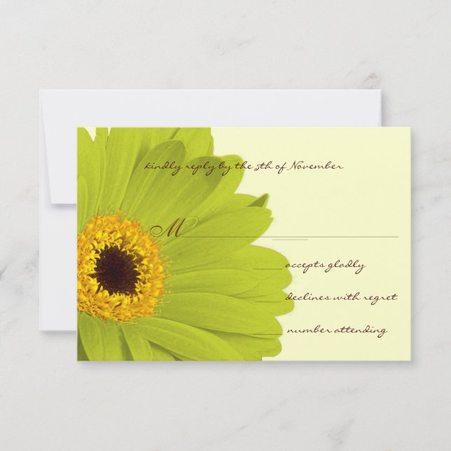 Élégante invitation de mariage Gerber jaune vert (Devant)