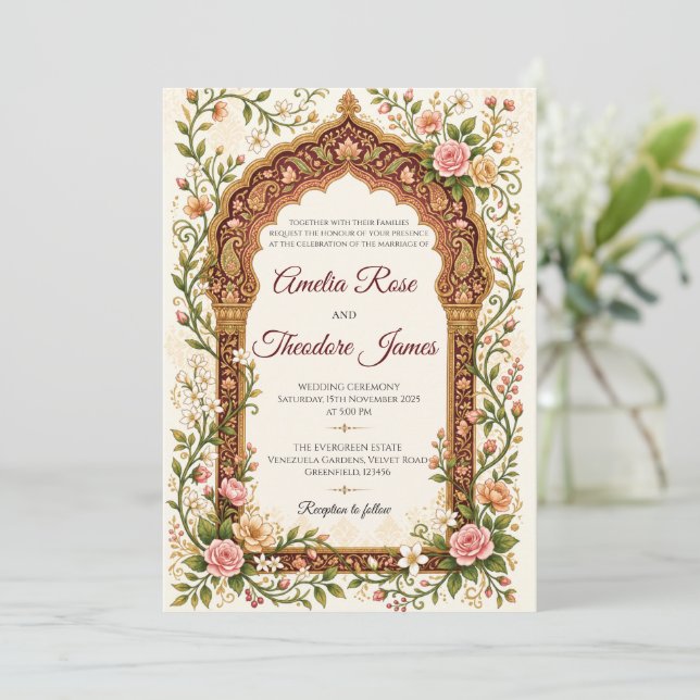 Élégante invitation de mariage indien (Debout devant)